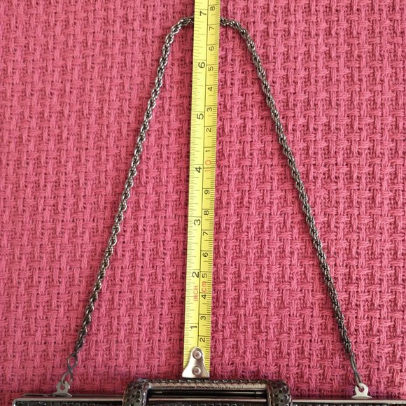 The Limited Black Metal Mesh Clutch Evening Handbag Purse - Picture 6 of 12